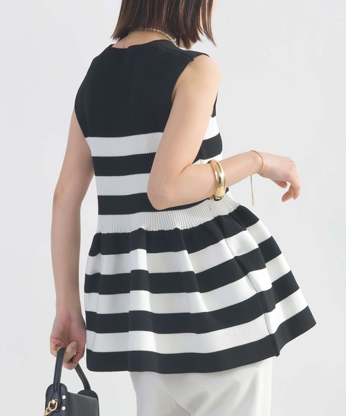 PICCIN PERLA(ピッチンペルラ)の「ノ-スリーブペプラムニット(ニット/セーター・レディース・オフホワイト/ブラック/ホワイト系その他・M)」の14枚目の写真