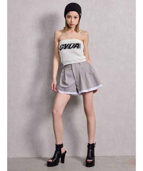 GYDA（ジェイダ）の「スレキデザインフレアショートパンツ（その他パンツ・レディース・グレー/ブラック・FREE）」の4枚目の写真