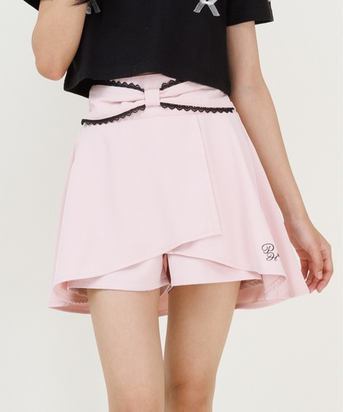 PINKHUNT(ピンクハント)の「PINKHUNT ピンクハント リボンウエストスカート風 ショートパンツ 0591K(その他パンツ・キッズ・ブラック/ベビーピンク・120cm/130cm/140cm/150cm/160cm)」の1枚目の写真