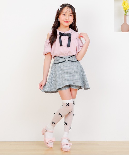 PINKHUNT(ピンクハント)の「PINKHUNT ピンクハント リボンウエストスカート風 ショートパンツ 0591K(その他パンツ・キッズ・ブラック/ベビーピンク・120cm/130cm/140cm/150cm/160cm)」の10枚目の写真