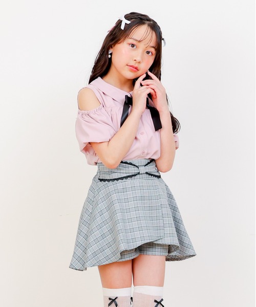 PINKHUNT(ピンクハント)の「PINKHUNT ピンクハント リボンウエストスカート風 ショートパンツ 0591K(その他パンツ・キッズ・ブラック/ベビーピンク・120cm/130cm/140cm/150cm/160cm)」の12枚目の写真