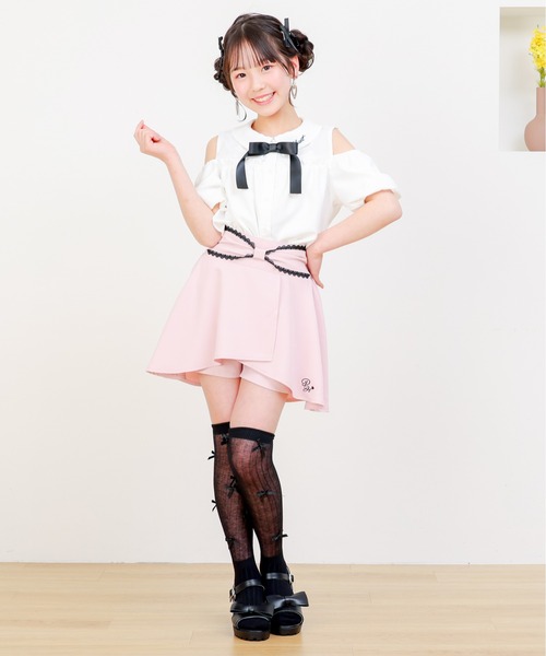 PINKHUNT(ピンクハント)の「PINKHUNT ピンクハント リボンウエストスカート風 ショートパンツ 0591K(その他パンツ・キッズ・ブラック/ベビーピンク・120cm/130cm/140cm/150cm/160cm)」の19枚目の写真