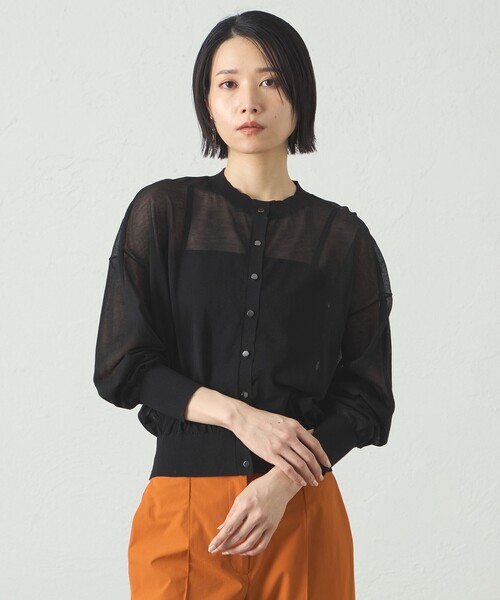 CAST:（キャストコロン）の「【イチオシ】シアーニットカーディガン（カーディガン/ボレロ・レディース・ホワイト/オレンジ/ブラック・M）」の3枚目の写真