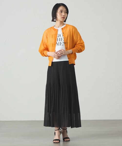 CAST:（キャストコロン）の「【イチオシ】シアーニットカーディガン（カーディガン/ボレロ・レディース・ホワイト/オレンジ/ブラック・M）」の13枚目の写真