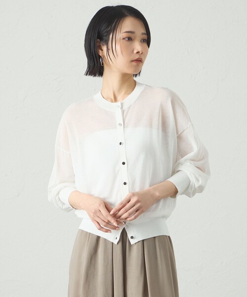 CAST:（キャストコロン）の「【イチオシ】シアーニットカーディガン（カーディガン/ボレロ・レディース・ホワイト/オレンジ/ブラック・M）」の9枚目の写真