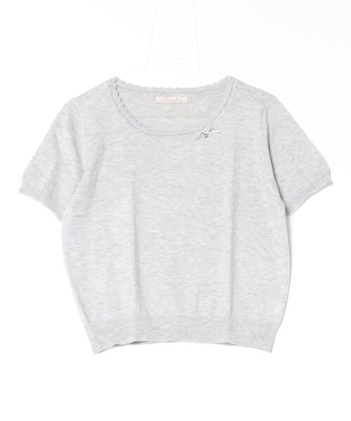 BANICO（バニコ）の「かぎ編み風ネックライン半袖ニットトップス (SS)（ニット/セーター・レディース・ライトベージュ/グレー/ブルー/ネイビー・FREE）」の15枚目の写真