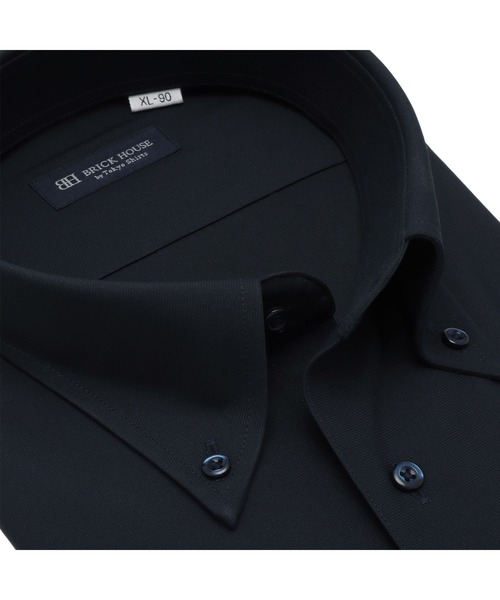TOKYO SHIRTS(トウキョウシャツ)の「形態安定ノーアイロン ボタンダウン 長袖ストレッチビジネスワイシャツ(ビジネスシャツ・メンズ・ネイビー・首回り39cm-裄丈88cm/首回り41cm-裄丈90cm/首回り42cm-裄丈90cm/首回り43cm-裄丈90cm/首回り45cm-裄丈82cm/首回り45cm-裄丈86cm/首回り45cm-裄丈90cm/首回り47cm-裄丈86cm/首回り47cm-裄丈90cm)」の2枚目の写真