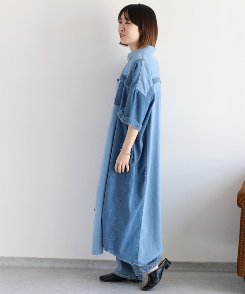 cepo(セポ)の「デニムミックスパッチワークシャツワンピース(シャツワンピース・レディース・ブルー系3/ブルー系2・M)」の22枚目の写真