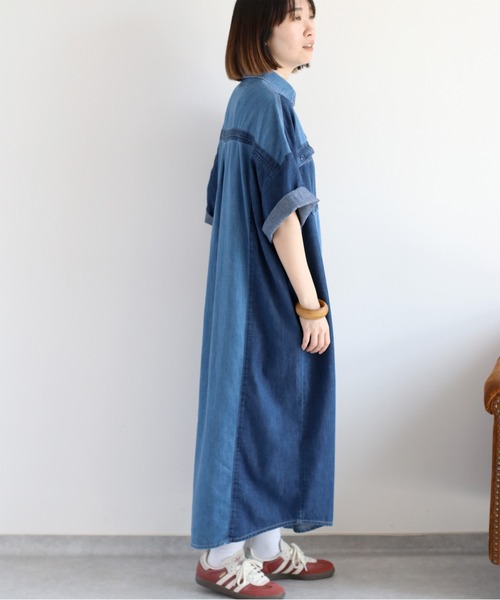 cepo(セポ)の「デニムミックスパッチワークシャツワンピース(シャツワンピース・レディース・ブルー系3/ブルー系2・M)」の12枚目の写真