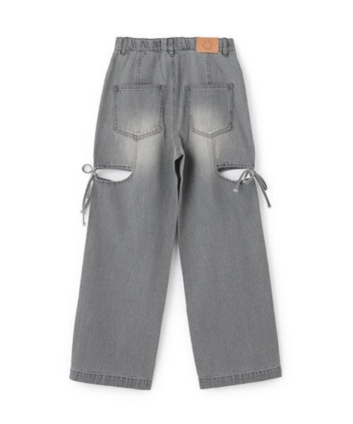 新品　ニースリットデニム　ラブティックボンボン セール】リボンスリットデニムパンツ（デニムパンツ
