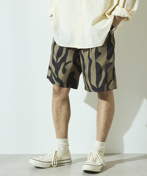 Firsthand（ファーストハンド）の「Firsthand/ファーストハンド パターン イージーショーツ / 総柄デザインショートパンツ / セットアップ対応（その他パンツ・メンズ・オフホワイト/ベージュ/ブラック・L/M）」の17枚目の写真