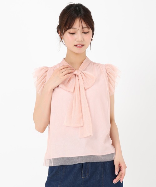 MISCH MASCH(ミッシュマッシュ)の「ラメチュールボウタイフリルブラウス(シャツ/ブラウス・レディース・イエロー/ピンク/ホワイト・フリ-)」の14枚目の写真