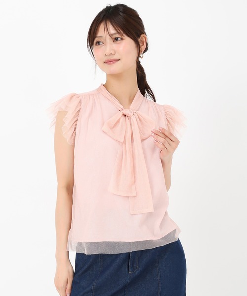 MISCH MASCH(ミッシュマッシュ)の「ラメチュールボウタイフリルブラウス(シャツ/ブラウス・レディース・イエロー/ピンク/ホワイト・フリ-)」の13枚目の写真