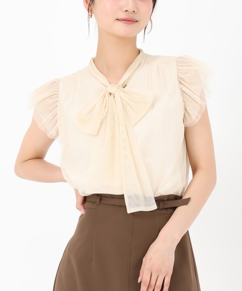 MISCH MASCH(ミッシュマッシュ)の「ラメチュールボウタイフリルブラウス(シャツ/ブラウス・レディース・イエロー/ピンク/ホワイト・フリ-)」の9枚目の写真