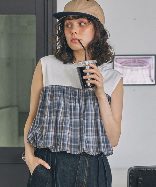 chopovalowenaチェック柄タンクトップ chopovalowenaチェック柄タンクトップ