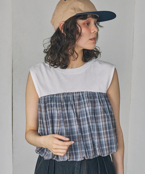 PLEATS PLEASE チェック柄タンクトップ