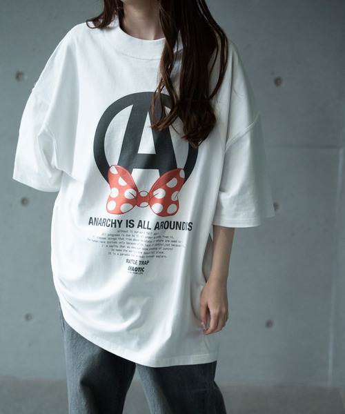 RATTLE TRAP(ラトルトラップ)の「【CHAOTIC】別注アナーキーポルカドットプリントオーバーサイズTシャツ(Tシャツ/カットソー・メンズ・ブラック/ホワイト・M/L/LL)」の1枚目の写真