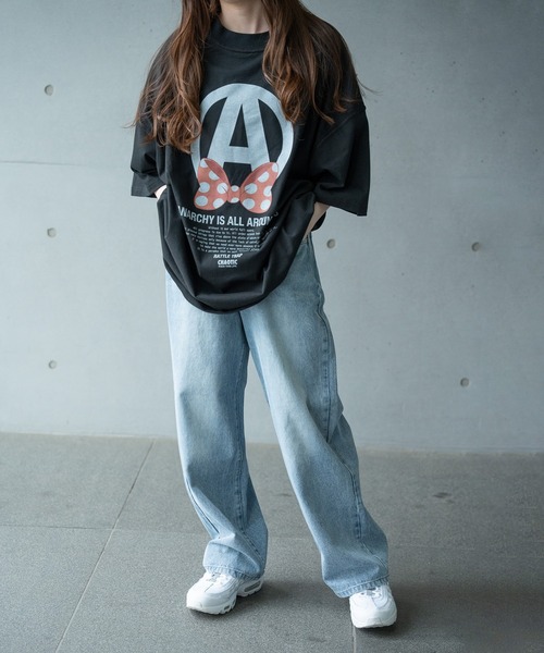 RATTLE TRAP(ラトルトラップ)の「【CHAOTIC】別注アナーキーポルカドットプリントオーバーサイズTシャツ(Tシャツ/カットソー・メンズ・ブラック/ホワイト・M/L/LL)」の3枚目の写真