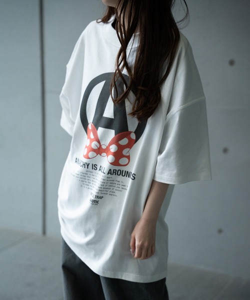 RATTLE TRAP(ラトルトラップ)の「【CHAOTIC】別注アナーキーポルカドットプリントオーバーサイズTシャツ(Tシャツ/カットソー・メンズ・ブラック/ホワイト・M/L/LL)」の5枚目の写真