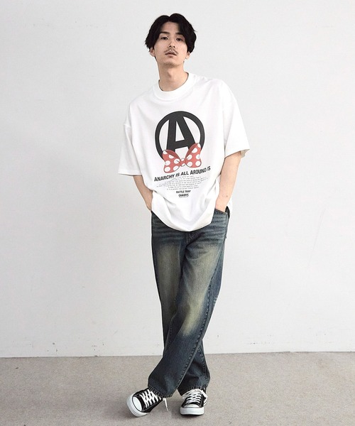 RATTLE TRAP(ラトルトラップ)の「【CHAOTIC】別注アナーキーポルカドットプリントオーバーサイズTシャツ(Tシャツ/カットソー・メンズ・ブラック/ホワイト・M/L/LL)」の10枚目の写真