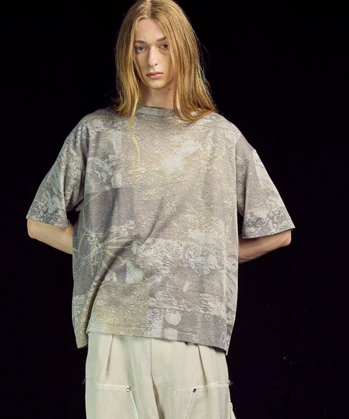 《UNISEX》Photo Collage Double Jacquard Prime-Over Crew Neck Knit T-shirt/フォトコラージュダブルジャガードプライムオーバークルーネックニットTシャツ【MAISON SPECIAL/メゾンスペシャル】