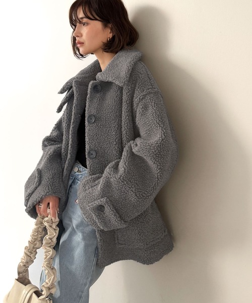 Java(ジャバ)の「《JaVaジャバコラボ》纏う大人ボアが包み込む♪ボアショートブルゾン(ブルゾン・レディース・アイボリー/ブラウン/チャコール・LARGE/SMALL/MEDIUM/X-LARGE)」の13枚目の写真