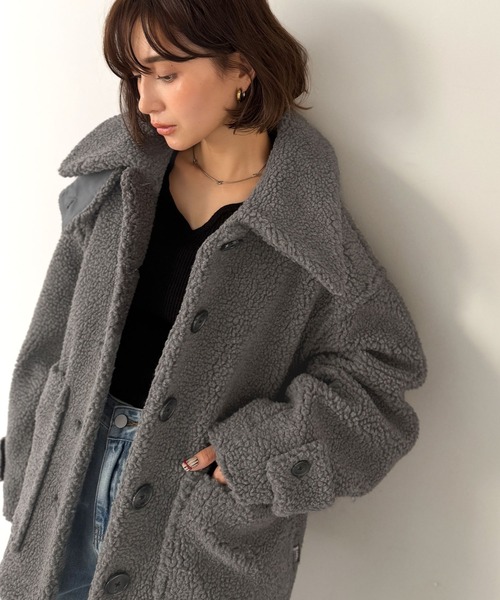 Java(ジャバ)の「《JaVaジャバコラボ》纏う大人ボアが包み込む♪ボアショートブルゾン(ブルゾン・レディース・アイボリー/ブラウン/チャコール・LARGE/SMALL/MEDIUM/X-LARGE)」の9枚目の写真