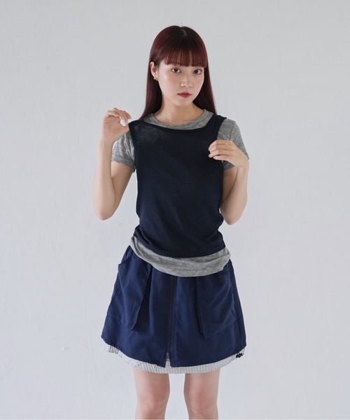 セール】【 cunii 】 バイカラー レイヤード トップス