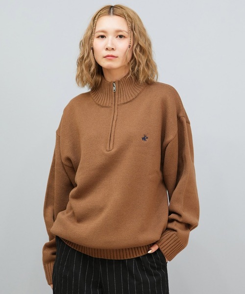 ムラサキスポーツ(ムラサキスポーツ)の「BEVERY HILLS P.C/ビバリーヒルズポロクラブ ハーフジップ ニットセーター ワンポイントロゴ 5422-9751(ニット/セーター・レディース・ブラック/ブラウン/アイボリー・L)」の1枚目の写真