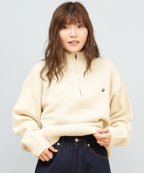 ムラサキスポーツ(ムラサキスポーツ)の「BEVERY HILLS P.C/ビバリーヒルズポロクラブ ハーフジップ ニットセーター ワンポイントロゴ 5422-9751(ニット/セーター・レディース・ブラック/ブラウン/アイボリー・L)」の7枚目の写真