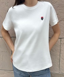 綿混選べる2タイプワンポイント刺繍シンプルTシャツ カットソー