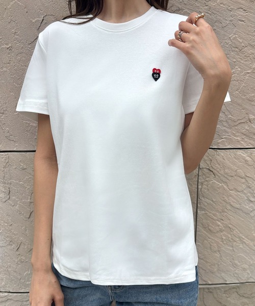 LOWO(ロワ)の「綿混選べる2タイプワンポイント刺繍シンプルTシャツ カットソー(Tシャツ/カットソー・レディース・ホワイト系その他/ホワイト系その他2・FREE)」の4枚目の写真
