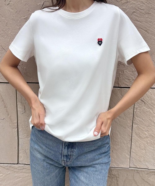 LOWO(ロワ)の「綿混選べる2タイプワンポイント刺繍シンプルTシャツ カットソー(Tシャツ/カットソー・レディース・ホワイト系その他/ホワイト系その他2・FREE)」の5枚目の写真
