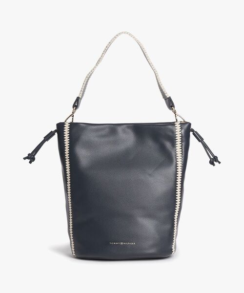 TOMMY HILFIGER(トミーヒルフィガー)の「ソフトサマーバケットバッグ(ショルダーバッグ・レディース・ベージュ/ネイビー・FREE)」の2枚目の写真