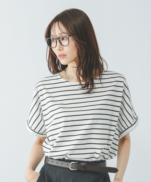 GLOBAL WORK（グローバルワーク）の「フローズンTドルマンプルオーバー/451572（Tシャツ/カットソー・レディース・オフホワイト/ホワイト×ブラック/ブラウン系その他/ブラック/ロイヤルブルー/レッド系その他・SMALL/MEDIUM/LARGE）」の3枚目の写真