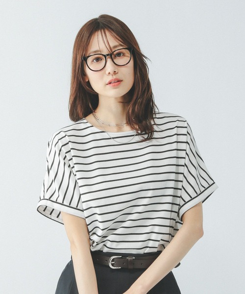 GLOBAL WORK（グローバルワーク）の「フローズンTドルマンプルオーバー/451572（Tシャツ/カットソー・レディース・オフホワイト/ホワイト×ブラック/ブラウン系その他/ブラック/ロイヤルブルー/レッド系その他・SMALL/MEDIUM/LARGE）」の20枚目の写真