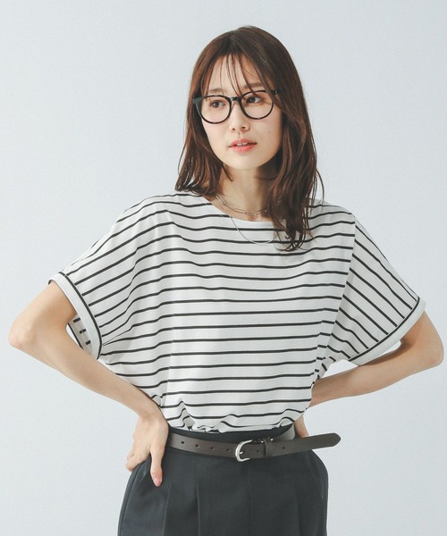 GLOBAL WORK（グローバルワーク）の「フローズンTドルマンプルオーバー/451572（Tシャツ/カットソー・レディース・オフホワイト/ホワイト×ブラック/ブラウン系その他/ブラック/ロイヤルブルー/レッド系その他・SMALL/MEDIUM/LARGE）」の21枚目の写真