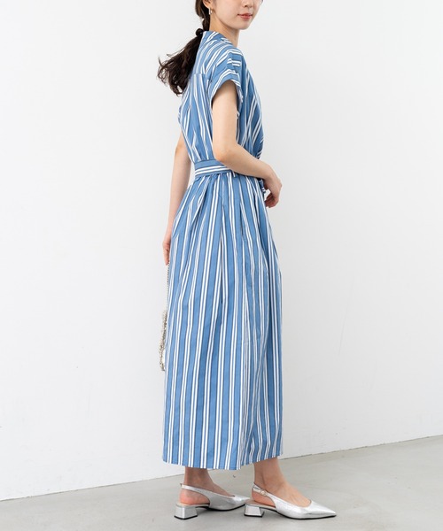 ANNA LUNA(アンナルナ)の「【ANNA LUNA】ウエストリボン で 美シルエット が叶う 大人 の 半袖 リラックスワンピ(ワンピース・レディース・ブルー/ネイビー・MEDIUM/LARGE)」の5枚目の写真