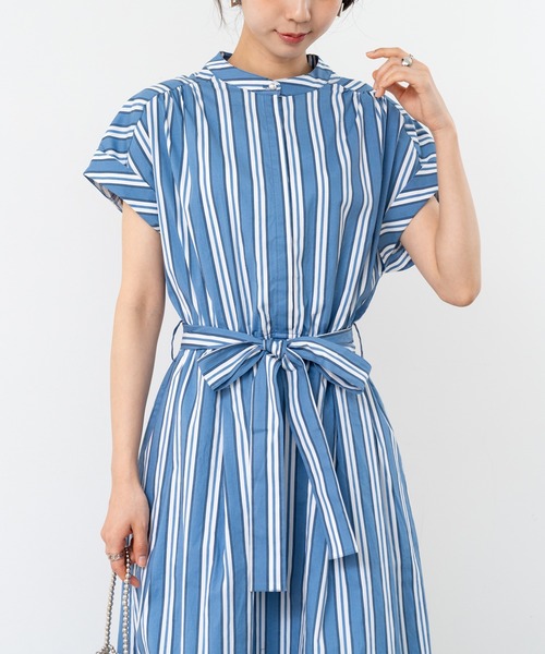 ANNA LUNA(アンナルナ)の「【ANNA LUNA】ウエストリボン で 美シルエット が叶う 大人 の 半袖 リラックスワンピ(ワンピース・レディース・ブルー/ネイビー・MEDIUM/LARGE)」の7枚目の写真