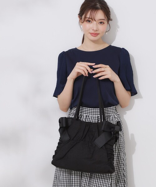 セール】シャーリングリボンナイロンバッグ（トートバッグ