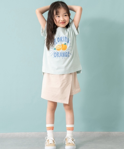 and D. petit main（アンドディープティマイン）の「【綿100%】カット台形ラップキュロット（スカート・キッズ・ベージュ/グレー/ブラック・90cm/110cm/130cm/120cm/140cm/100cm）」の5枚目の写真