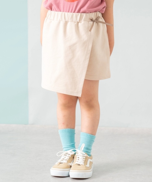 and D. petit main（アンドディープティマイン）の「【綿100%】カット台形ラップキュロット（スカート・キッズ・ベージュ/グレー/ブラック・90cm/110cm/130cm/120cm/140cm/100cm）」の6枚目の写真