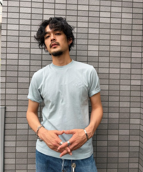B'day(ビーデイ)の「ヘヴィウェイト天竺 ワンポイント刺繍 半袖 クルーネック コットン100%(Tシャツ/カットソー・メンズ・ブラック/ホワイト/ブルーグリーン・LARGE/MEDIUM)」の7枚目の写真