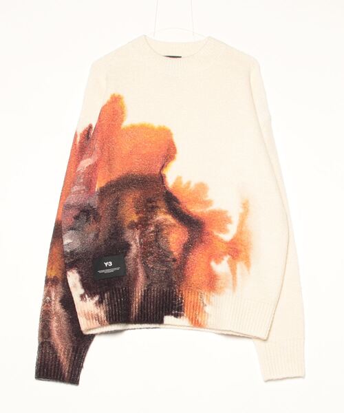 【美品】ワイスリー/Y-3☆名作 ビッグロゴ カモフラ モヘヤ混セーター Y-3 AOP KNIT CREW（ニット/セーター）｜Y-3（ワイスリー）の