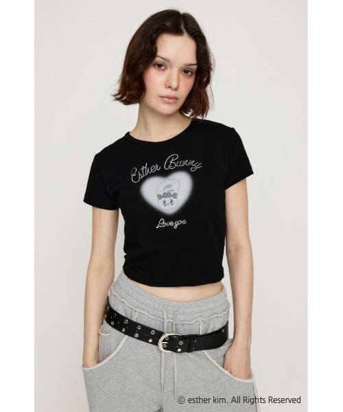 tシャツ Esther Bunny x SLY HEART PRINT エスターバニー スライ ハートプリント Tシャツ 半袖 夏服 レディース SLY（スライ）の「Esther Bunny x SLY HEART PRINT エスター