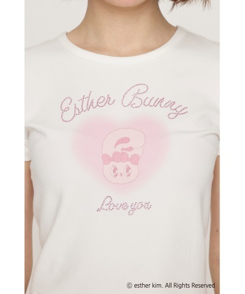 tシャツ Esther Bunny x SLY HEART PRINT エスターバニー スライ ハートプリント Tシャツ 半袖 夏服 レディース SLY（スライ）の「Esther Bunny x SLY HEART PRINT エスター