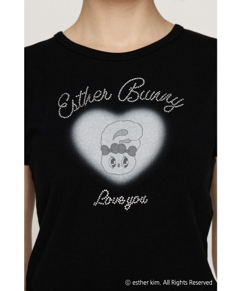 tシャツ Esther Bunny x SLY HEART PRINT エスターバニー スライ ハートプリント Tシャツ 半袖 夏服 レディース SLY（スライ）の「Esther Bunny x SLY HEART PRINT エスター
