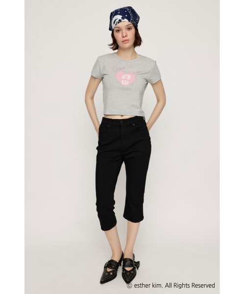 SLY(スライ)の「Esther Bunny x SLY HEART PRINT エスターバニー スライ ハートプリント Tシャツ 半袖 夏服(Tシャツ/カットソー・レディース・ブラック/杢グレー/ホワイト・FREE)」の16枚目の写真