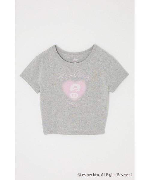SLY(スライ)の「Esther Bunny x SLY HEART PRINT エスターバニー スライ ハートプリント Tシャツ 半袖 夏服(Tシャツ/カットソー・レディース・ブラック/杢グレー/ホワイト・FREE)」の5枚目の写真