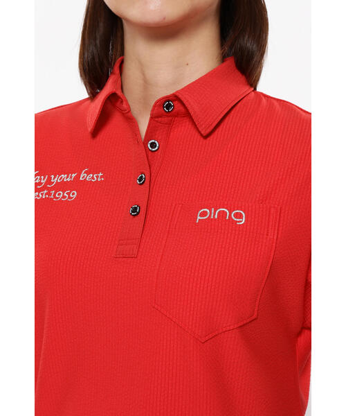 PING(ピン)の「【PING APPAREL】ハイテンションサッカー半袖ポロシャツ <GOLD> (LADIES)(ポロシャツ・レディース・ホワイト/ブラック/レッド・LL/M/L/S)」の18枚目の写真